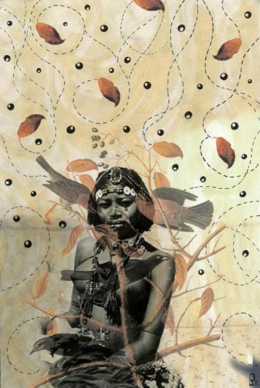 Collages intitulée "African Beauty" par Lost Beauty, Œuvre d'art originale