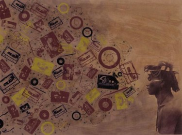 Collages intitulée "African tape" par Lost Beauty, Œuvre d'art originale