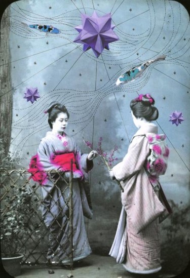 Collages titled "Geisha & carpe" by Lost Beauty, Original Artwork