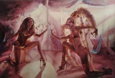 Schilderij getiteld "Танцовщицы" door Olga Roshchupkina (Loterman), Origineel Kunstwerk, Olie