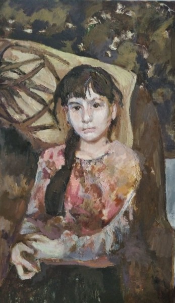 Malerei mit dem Titel "Портрет девочки" von Olga Roshchupkina (Loterman), Original-Kunstwerk, Öl