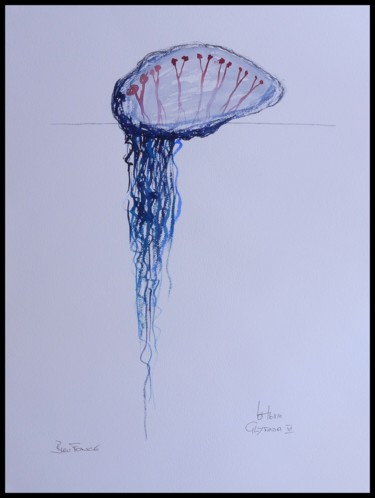 Peinture intitulée "bleu-fonce.jpg" par Lothar Schillak, Œuvre d'art originale, Aquarelle