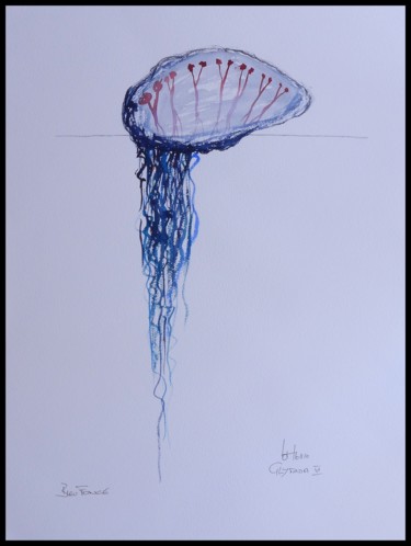 Painting titled "bleu-fonce.jpg" by Lothar Schillak, Original Artwork, Watercolor