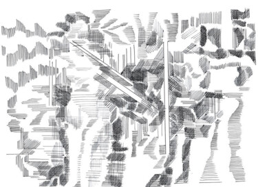 Zeichnungen mit dem Titel "no machine / 8" von Lothar Neumann, Original-Kunstwerk, Gel Stift