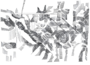Desenho intitulada "no machine / 4 24" por Lothar Neumann, Obras de arte originais, Caneta de gel