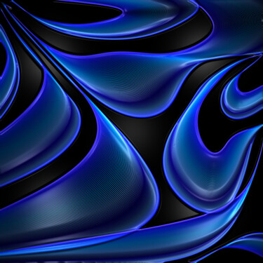 Arts numériques intitulée "Ondulations bleutée…" par Lotus20artabstrait, Œuvre d'art originale, Peinture numérique