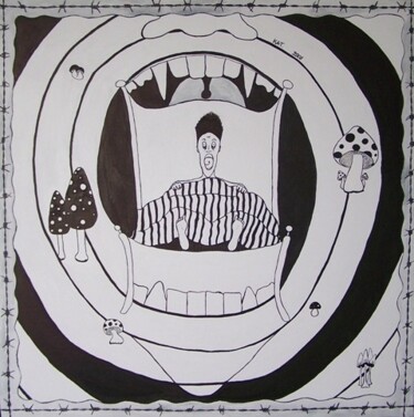 Peinture intitulée "Ronde des champigno…" par Lou Kat, Œuvre d'art originale, Huile
