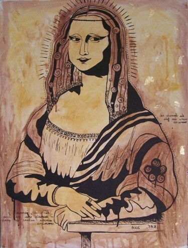Peinture intitulée "La Joconde vous reg…" par Lou Kat, Œuvre d'art originale, Huile