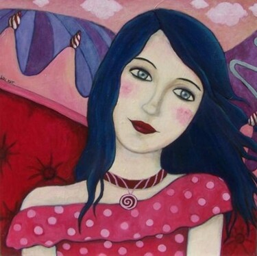 Peinture intitulée "Rose bonbon" par Lou Kat, Œuvre d'art originale, Huile