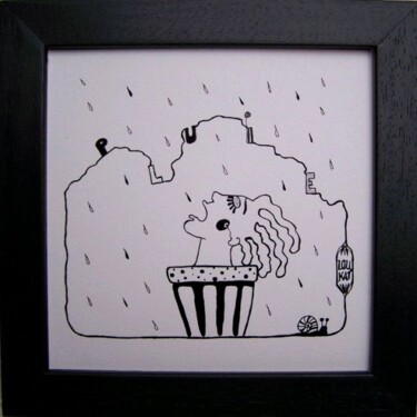 Peinture intitulée "Pluie" par Lou Kat, Œuvre d'art originale, Huile