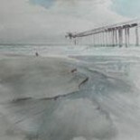 Pintura titulada "Winter Pier" por Lou Marek, Obra de arte original