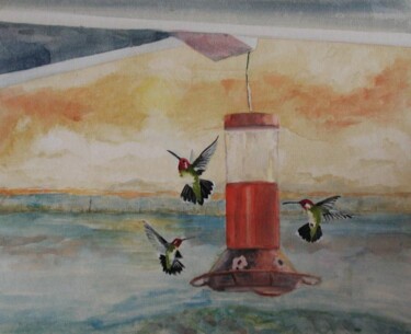 Pittura intitolato "Three hummers" da Lou Marek, Opera d'arte originale