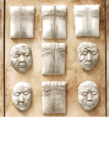 Sculpture titled "Être en faces (déta…" by Lou Perdu, Original Artwork, Ceramics