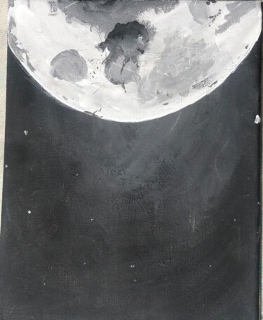 Peinture intitulée "The moon" par Lou, Œuvre d'art originale, Acrylique
