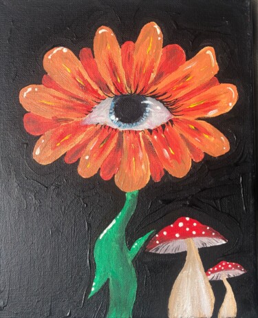 Painting titled "Eye flower" by Lou, Original Artwork, Acrylic