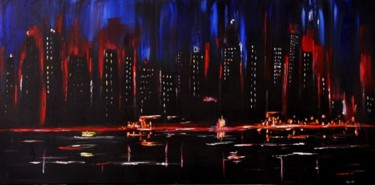Schilderij getiteld "New york city" door Sandrine Lascols, Origineel Kunstwerk, Olie
