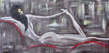 Peinture intitulée "femme au sofa" par Sandrine Lascols, Œuvre d'art originale, Huile