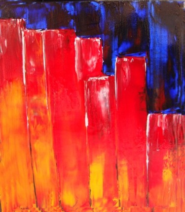 Peinture intitulée "red towers" par Sandrine Lascols, Œuvre d'art originale, Acrylique