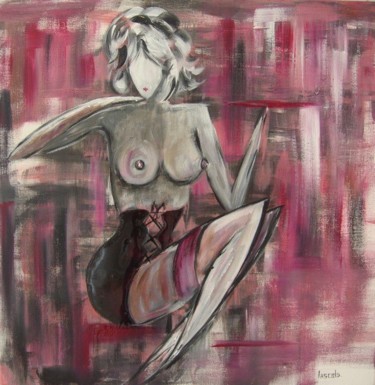Peinture intitulée "Femme au corset" par Sandrine Lascols, Œuvre d'art originale