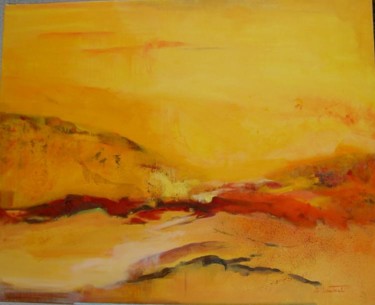 Peinture intitulée "Soleil de Feu" par Arlette Loubet, Œuvre d'art originale, Huile