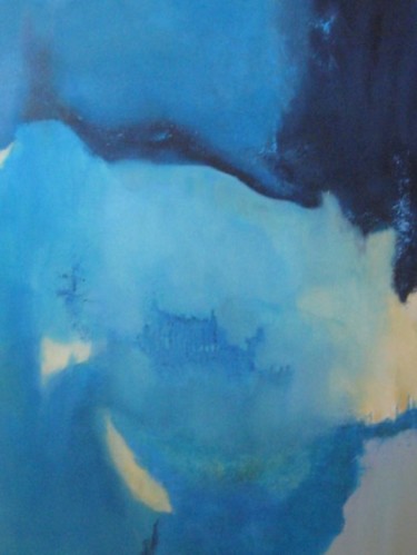 Peinture intitulée "Triptyque Bleu II" par Arlette Loubet, Œuvre d'art originale, Huile