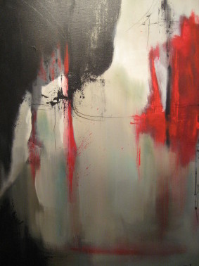 Painting titled "Contrastes II" by Arlette Loubet, Original Artwork, Oil Mounted on Wood Stretcher frame