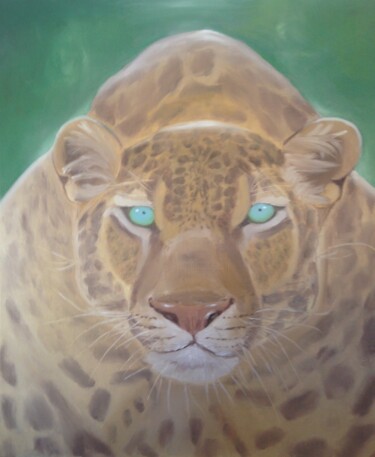Schilderij getiteld "Jaguar" door Loudmila Harscouet, Origineel Kunstwerk, Olie Gemonteerd op artwork_cat.