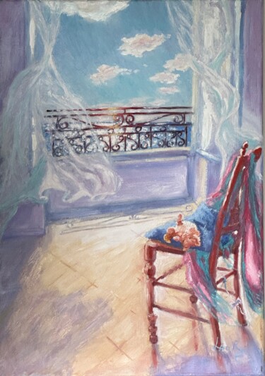 Malerei mit dem Titel "Brise légère" von Loudmila Harscouet, Original-Kunstwerk, Öl