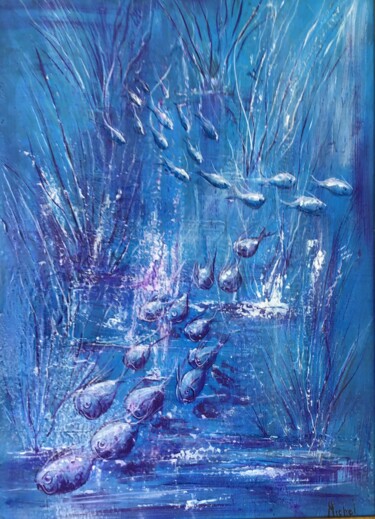 Peinture intitulée "Eclats aquatique" par Michel, Œuvre d'art originale