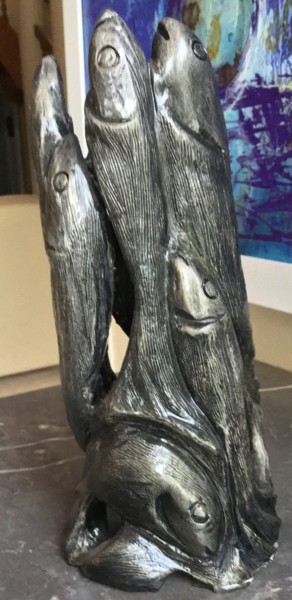 Scultura intitolato "Vase sardine" da Michel, Opera d'arte originale, Terracotta