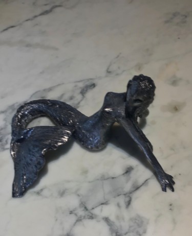 Sculpture titled "Sirène argent" by Michel, Original Artwork, Clay
