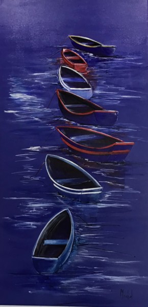 Painting titled "Barques" by Michel, Original Artwork, Acrylic
