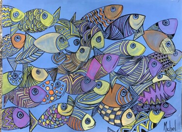 Peinture intitulée "Multicolore" par Michel, Œuvre d'art originale, Aquarelle Monté sur Carton