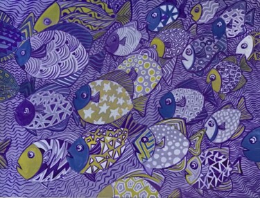 Peinture intitulée "Violetta" par Michel, Œuvre d'art originale, Aquarelle Monté sur Carton