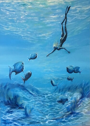 Painting titled "Atlantide" by Michel, Original Artwork, Acrylic