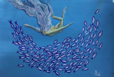 Peinture intitulée "Apesanteur" par Michel, Œuvre d'art originale, Aquarelle