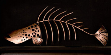 Sculpture titled "Betonfish" by Michel, Original Artwork, Metals Mounted on Metal