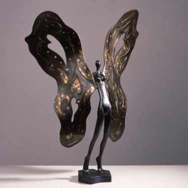 Sculpture titled "FEMME PAPILLON" by Louis Brachet, Original Artwork, Metals