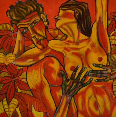 Malerei mit dem Titel "Nu tropical" von Louis Carcassonne, Original-Kunstwerk, Öl