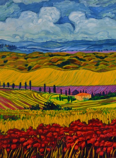 Painting titled "Toscane" by Louis Carcassonne, Original Artwork, Oil