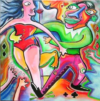 Pintura titulada "les danseurs" por Louis Danjou, Obra de arte original, Oleo