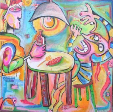 Pintura titulada "le saucisson" por Louis Danjou, Obra de arte original