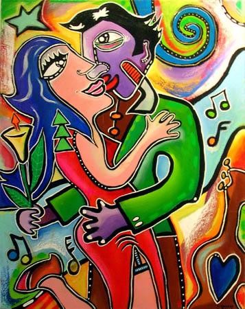 Pintura titulada "le baiser" por Louis Danjou, Obra de arte original, Oleo