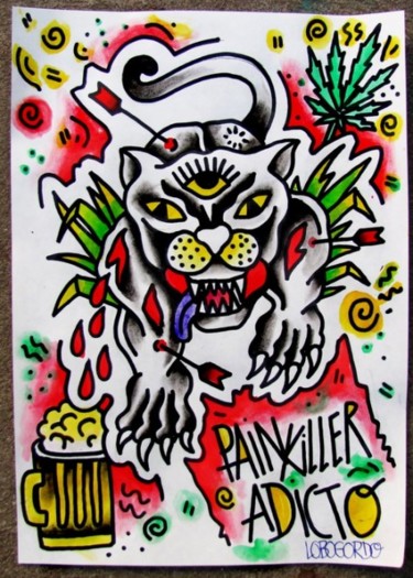 Pintura titulada "Painkiller addict" por Louis Danjou, Obra de arte original
