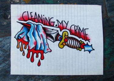 Pintura titulada "cleaning my crime" por Louis Danjou, Obra de arte original