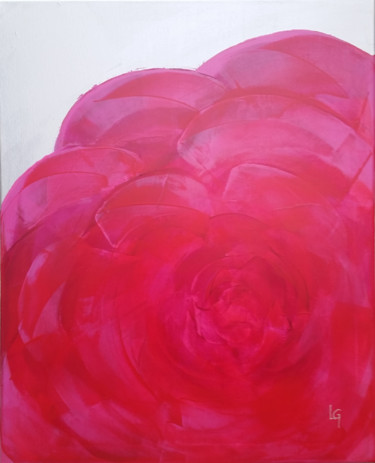Schilderij getiteld "Rose" door Louis Garcia, Origineel Kunstwerk, Acryl Gemonteerd op Frame voor houten brancard