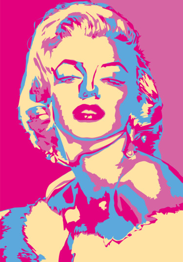 Digitale Kunst mit dem Titel "Marilyn Monroe" von Louis Garcia, Original-Kunstwerk, 2D digitale Arbeit
