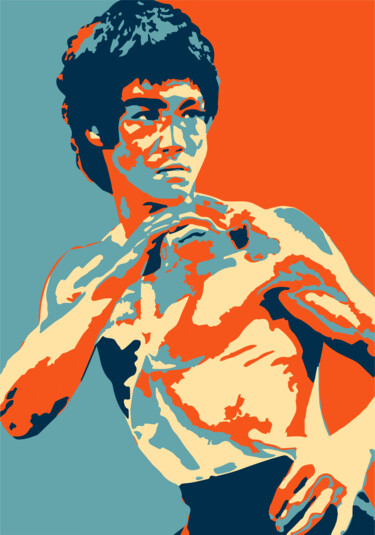 Arte digital titulada "Bruce Lee" por Louis Garcia, Obra de arte original, Trabajo Digital 2D