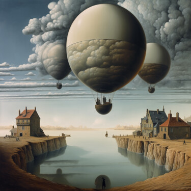 Digitale Kunst getiteld "Les ballons" door Louis Garcia, Origineel Kunstwerk, AI gegenereerde afbeelding