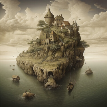Digitale Kunst mit dem Titel "l'île" von Louis Garcia, Original-Kunstwerk, KI-generiertes Bild
